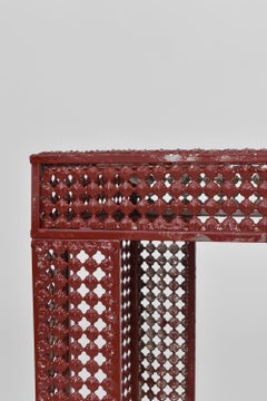 Console miroir et tôle de métal peinte en rouge, années 1970