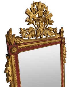 Red Painted & Parcel Gilt Louis XIV Style Mirror