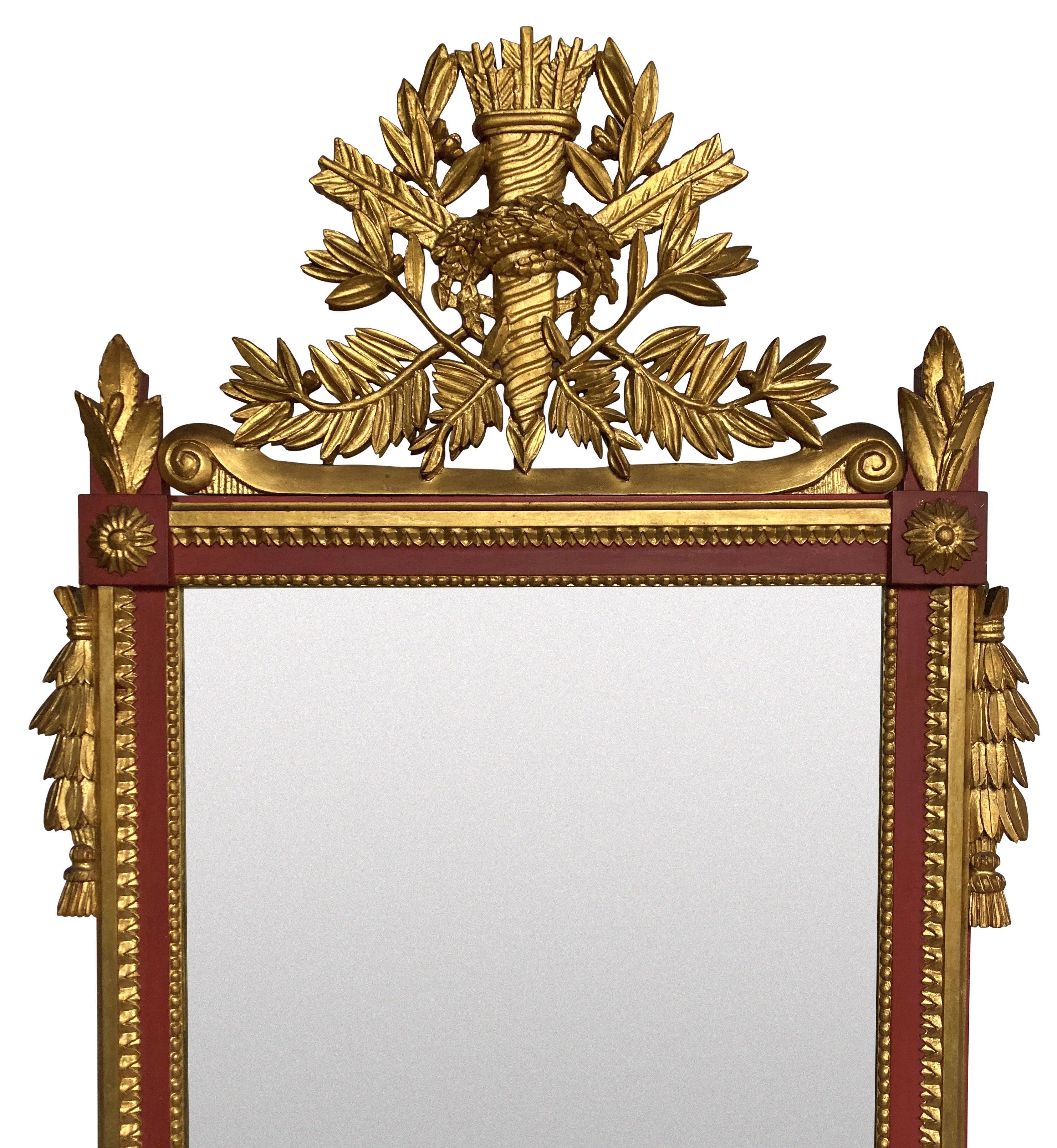 Specchio dipinto di rosso e dorato in stile Luigi XIV In condizioni buone in vendita a Kent, Dover