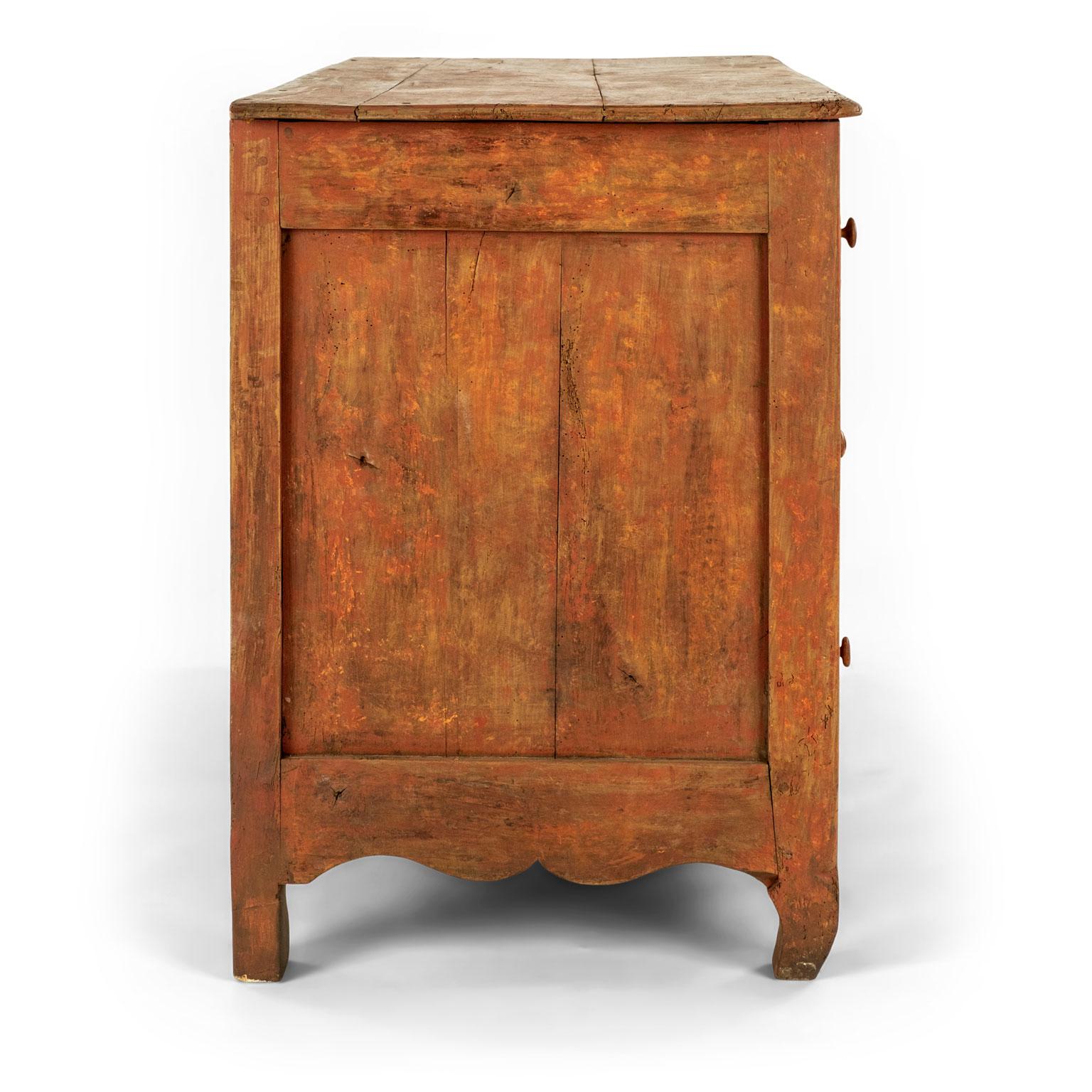 Orange Painted Rococo Commode In Good Condition In Houston, TX