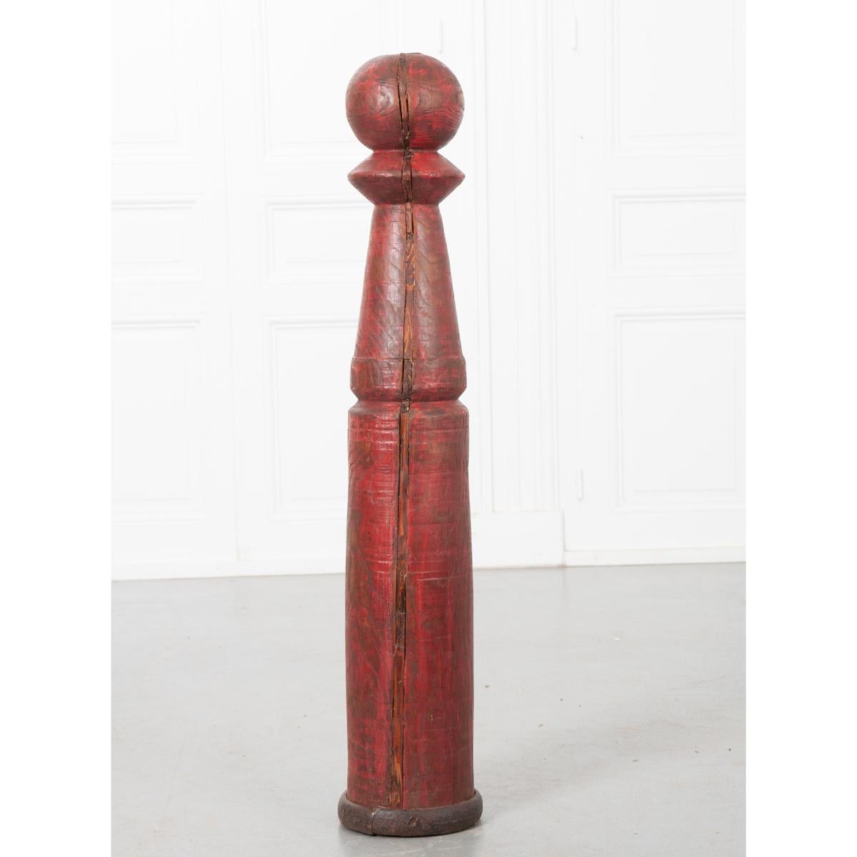 20th Century Red Painted Wood Column For Sale