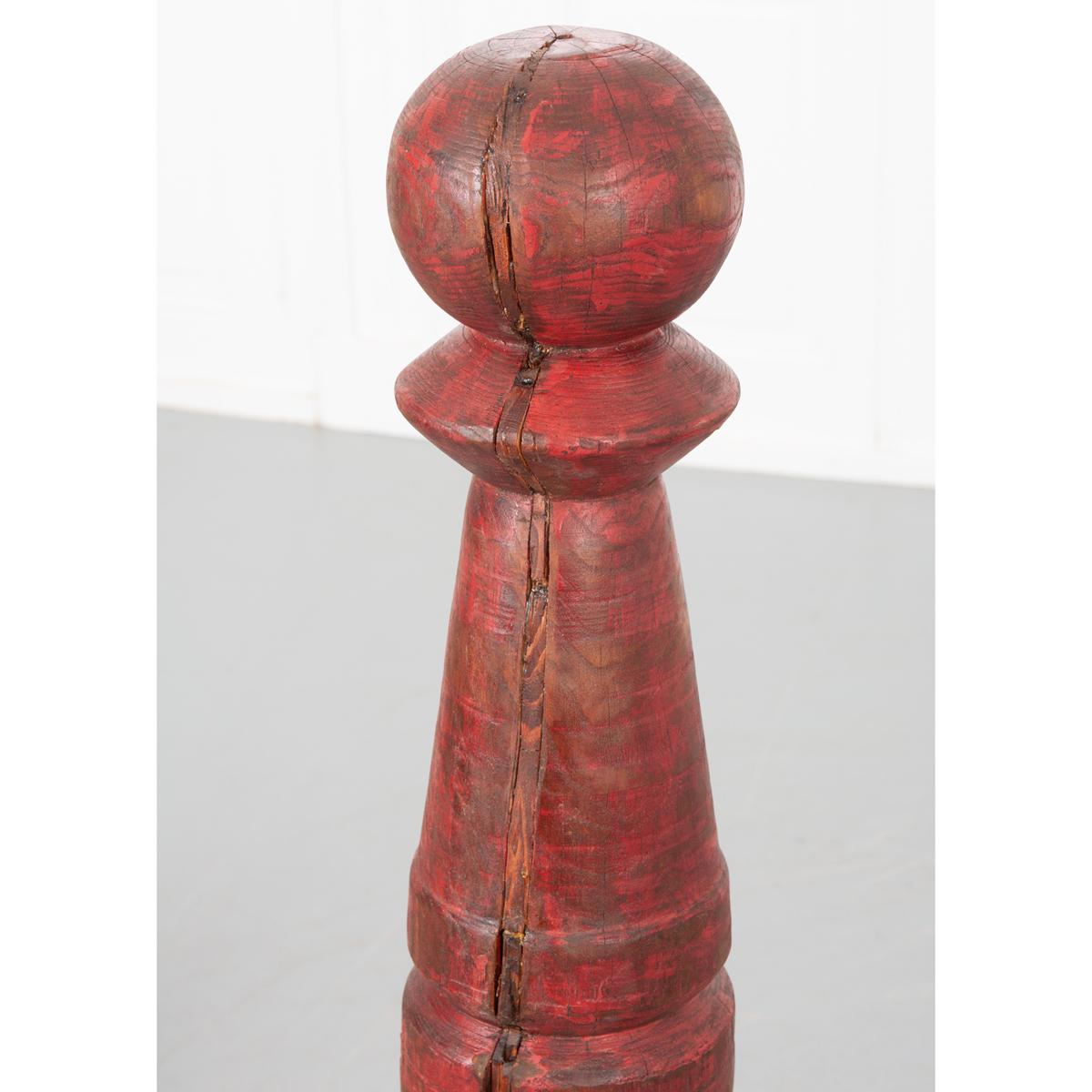 Red Painted Wood Column For Sale 1