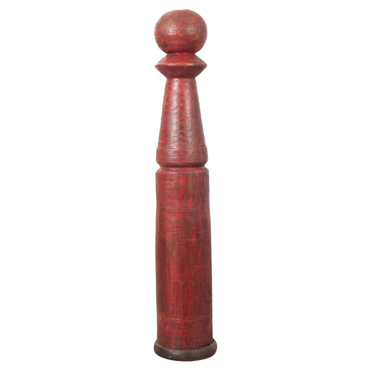 Red Painted Wood Column For Sale