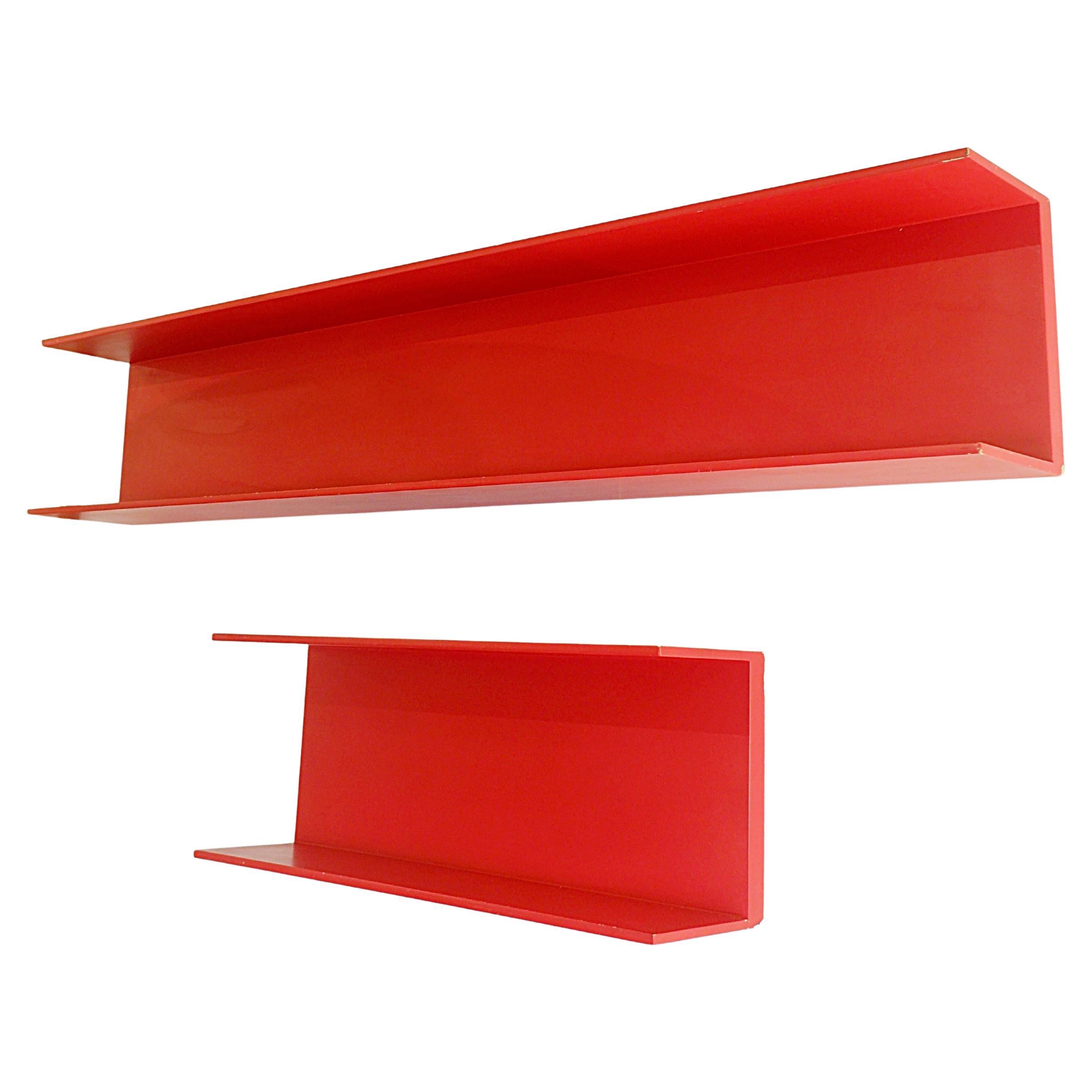 Estanterías de madera pintadas de rojo de Walter Wirz para Wilhelm Renz, años 60 , Lote de 2