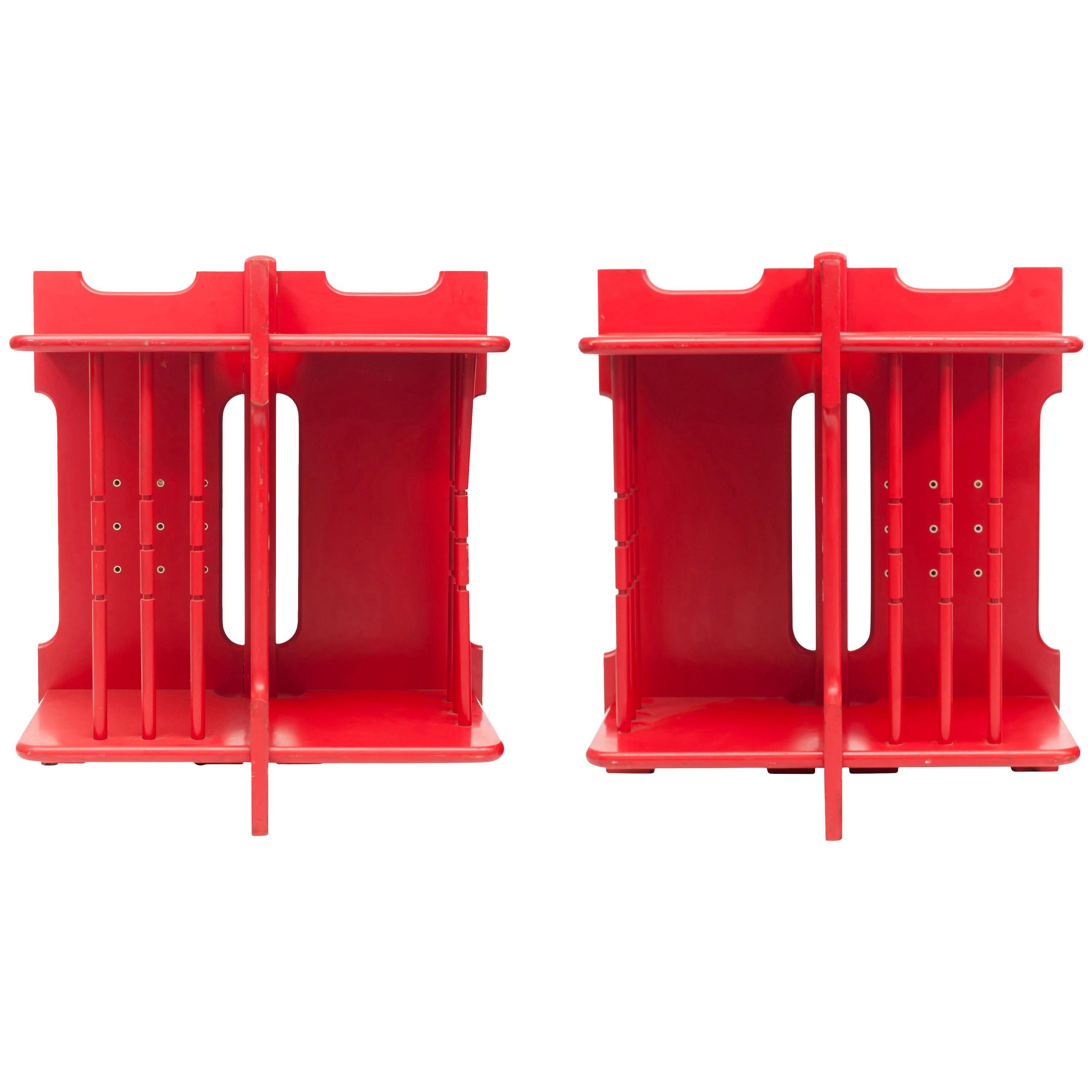 Red Pair of Side Tables