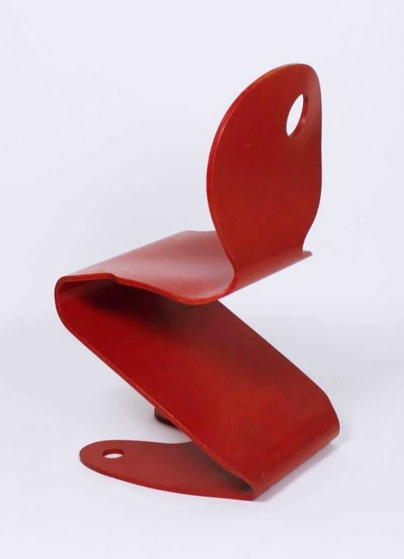 Late 20th Century Red Pantonic Molded Plywood Side Chair by Verner Panton for Studio Hag For Sale