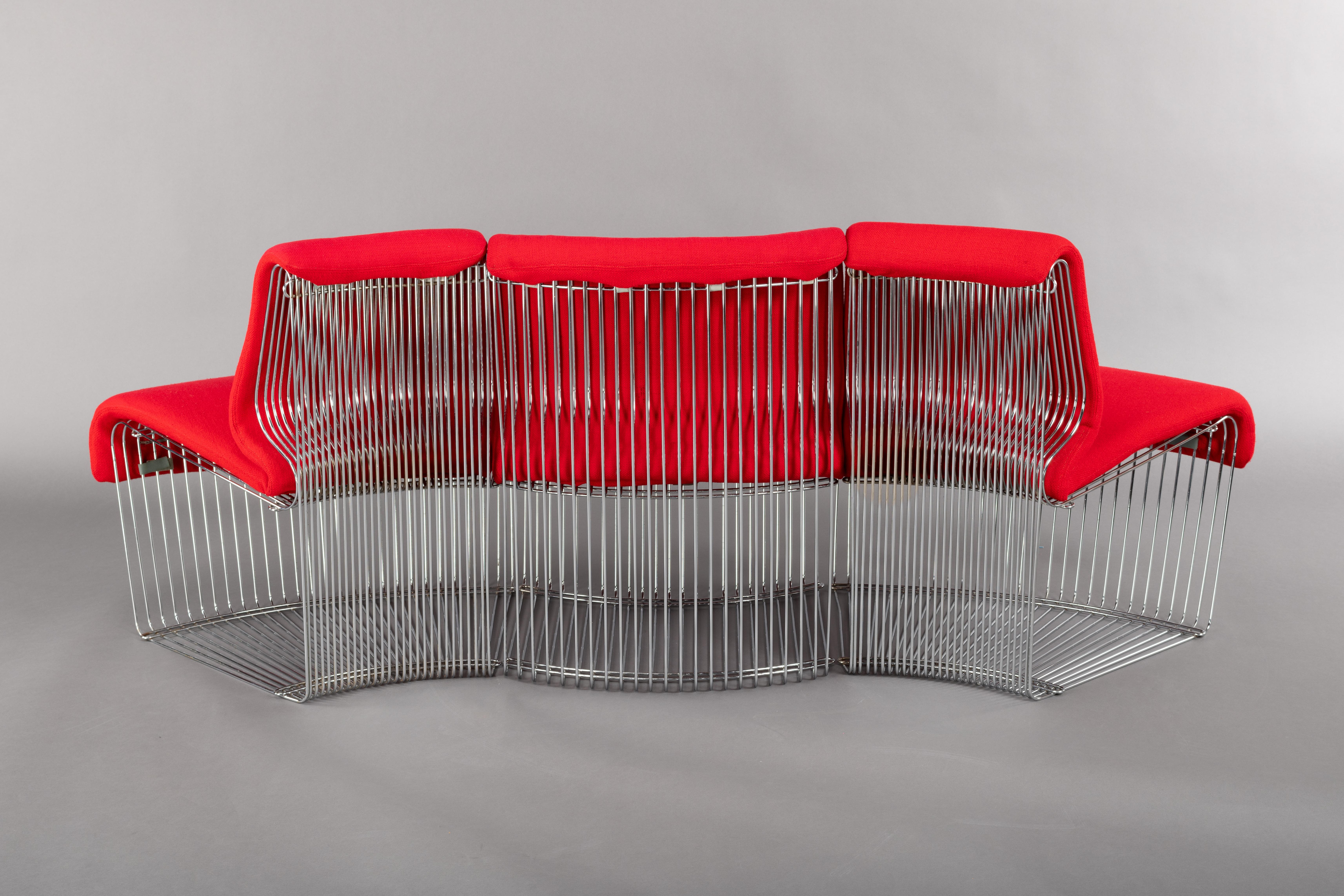 Mid-Century Modern Red Pantonova Sofa by Verner Panton for Fritz Hansen, 1970s