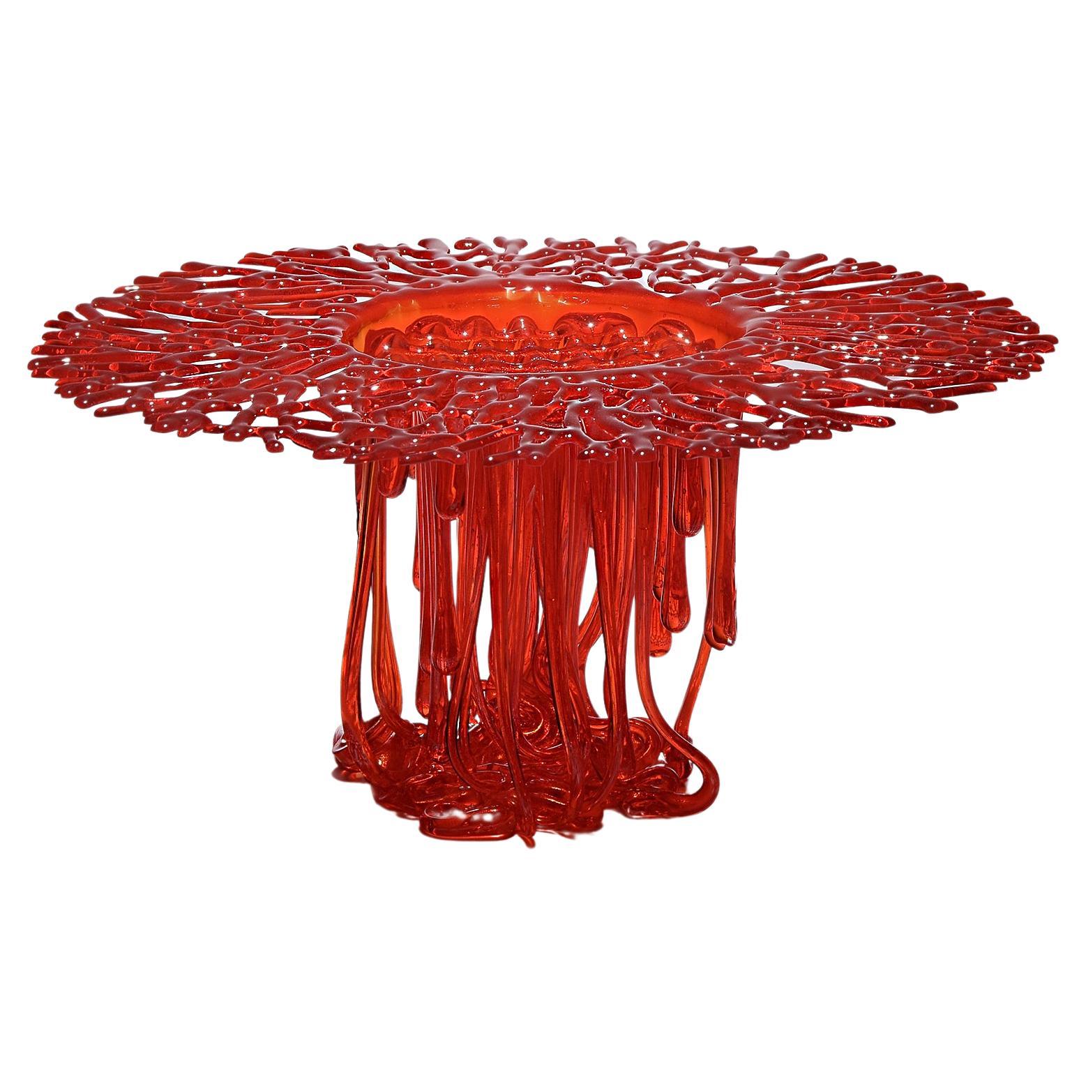 „Red Passion“, Tafelaufsatz aus Muranoglas, handgefertigt in Italien, einzigartiges Design, 2022