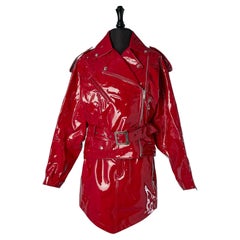 Red patent biker jacket and skirt ALEXANDRE VAUTHIER