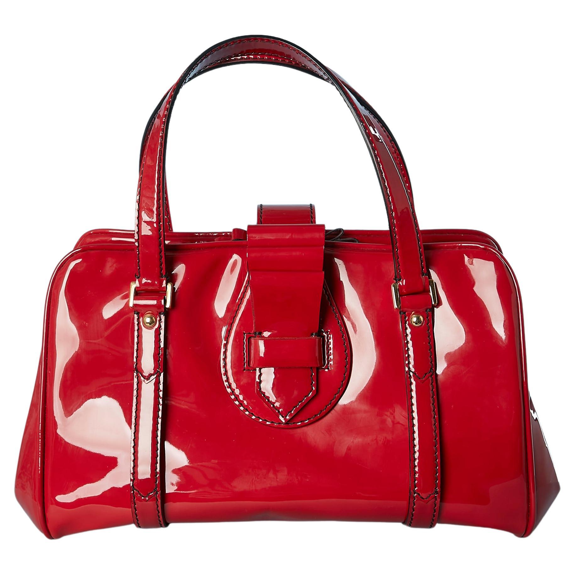 Red patent leather hand-bag Valentino Garavani Numbered  For Sale