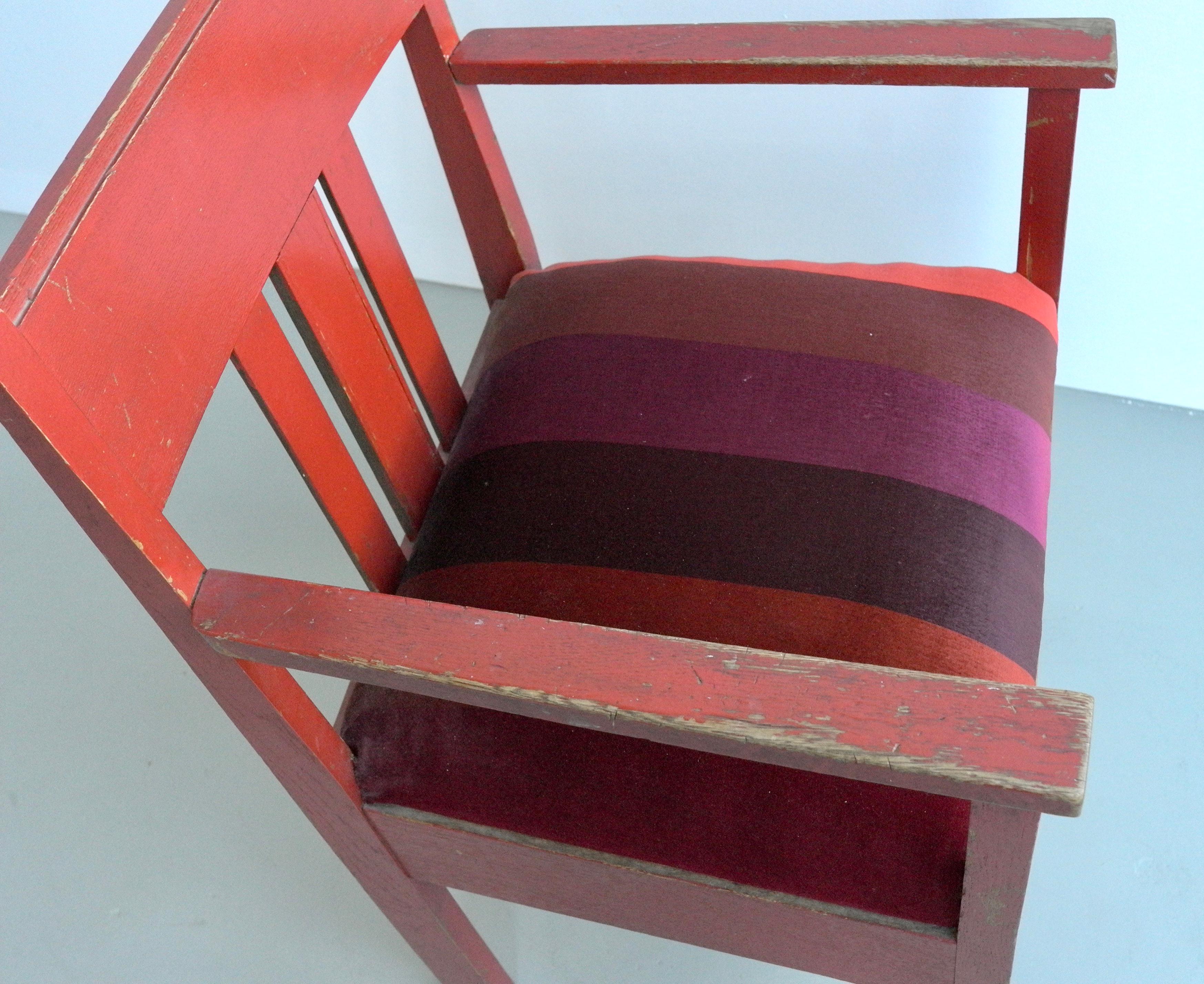 Red patina side chair in 
