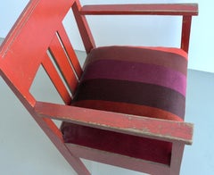 Sedia laterale in patina rossa in design "De Stijl", Paesi Bassi, anni '40