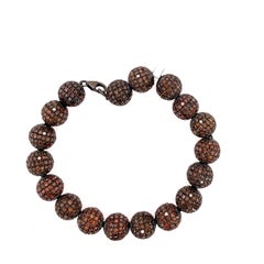 Brown Pave Diamond Ball Beaded Bracelet