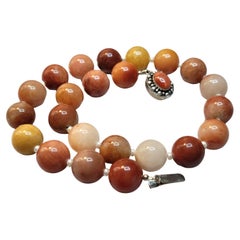 Red Peach Jasper and Freshwater Pearl Necklace