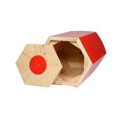 Red Pencil Wood Bench 42, Made in Italy