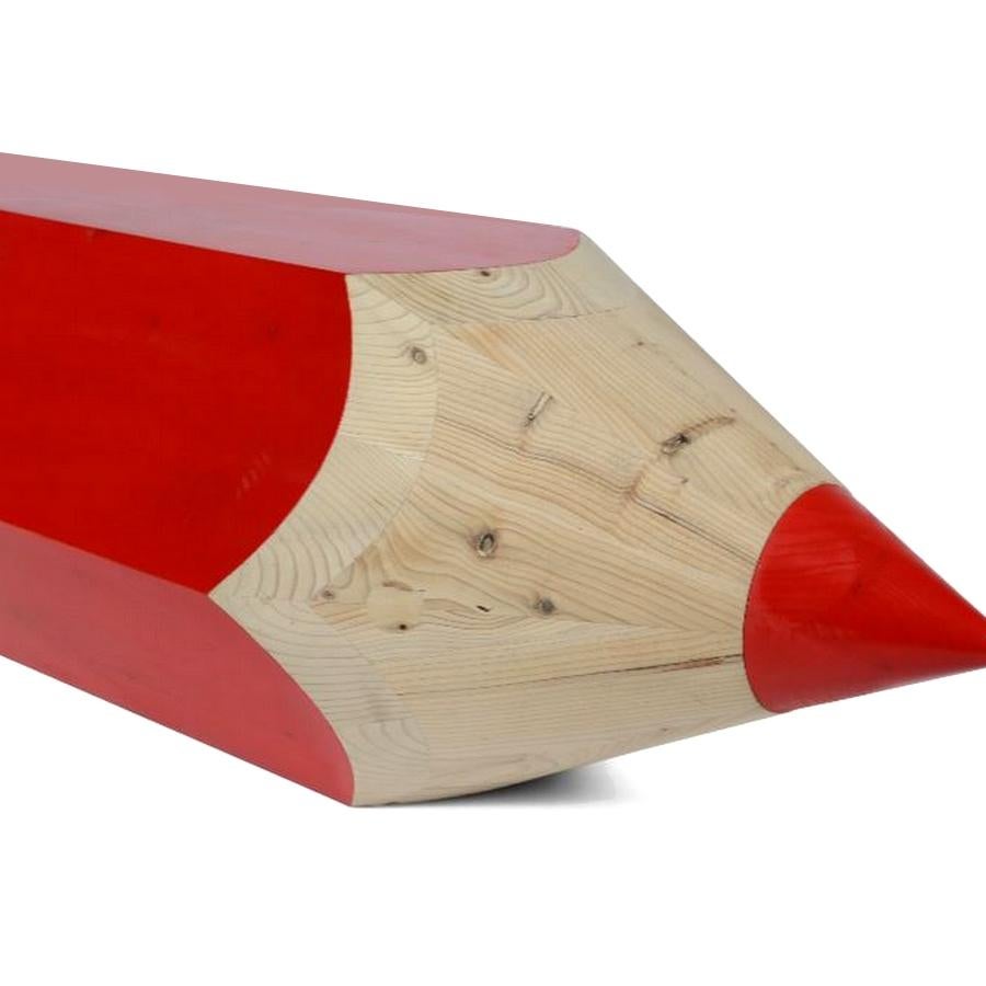 Rote Bleistiftbank 42 aus Holz, hergestellt in Italien (Moderne) im Angebot