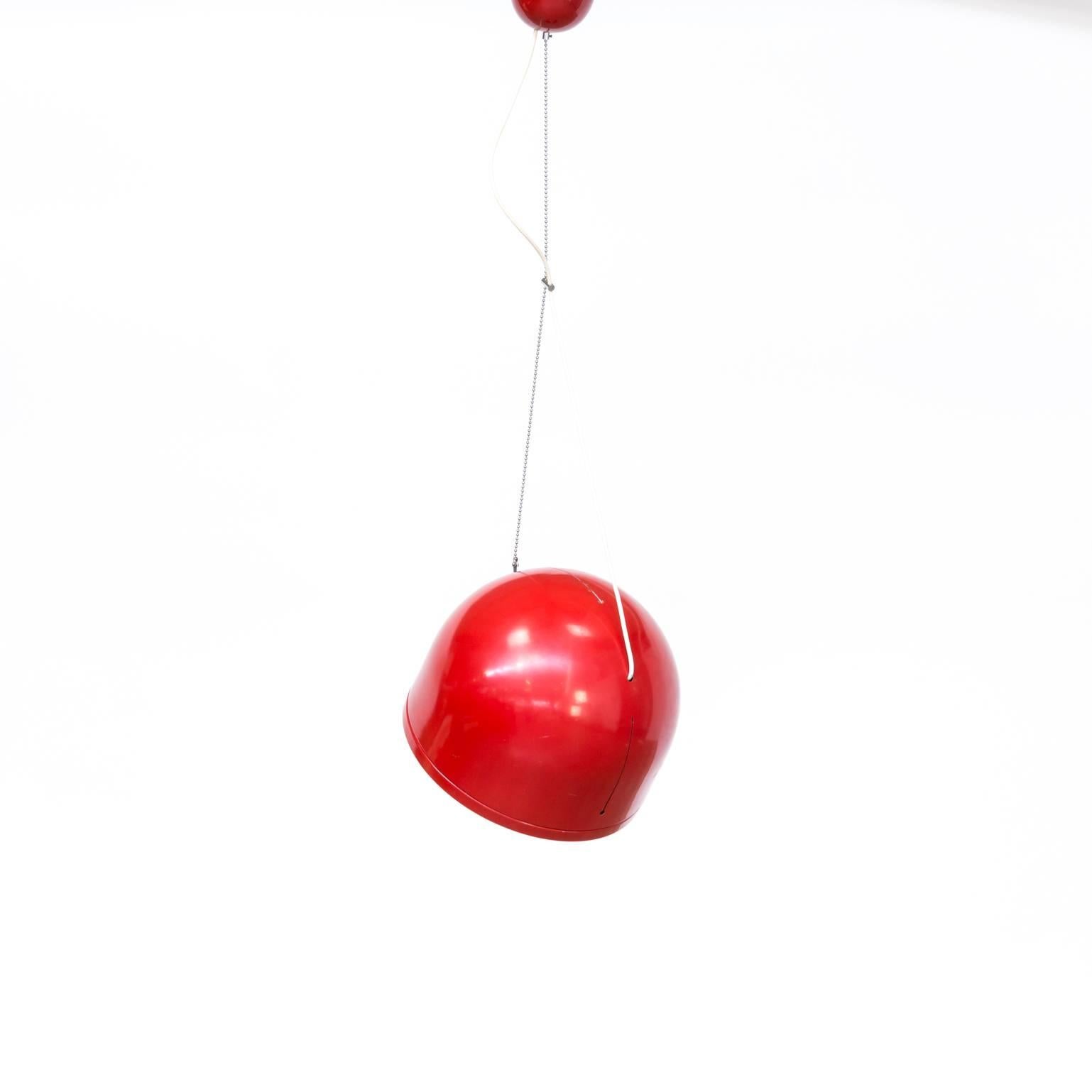 Red pendant hanging lamp very rare prototype Artemide pallade. In good working condition.