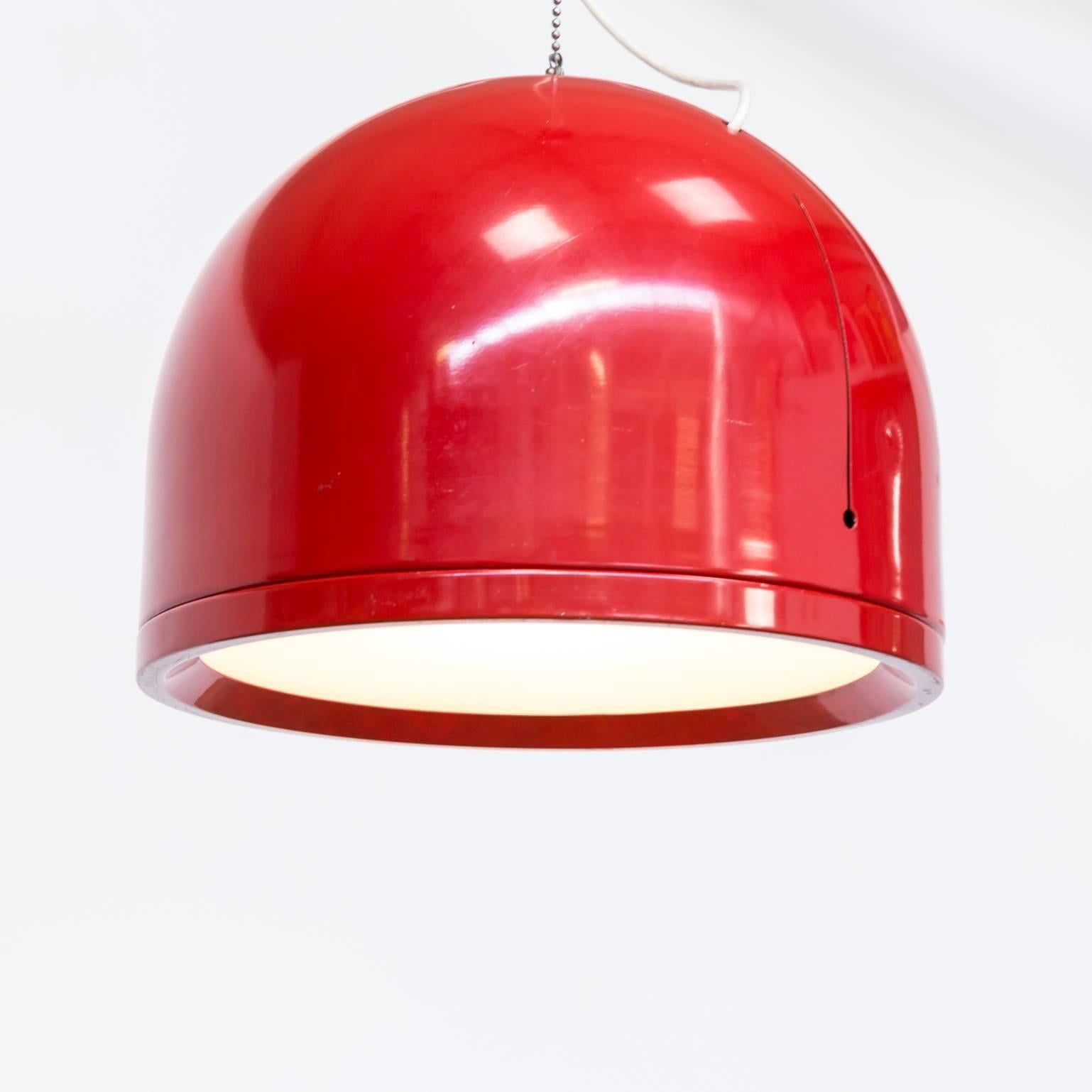 Late 20th Century Red Pendant Hanging Lamp Very Rare Prototype Artemide Pallade For Sale