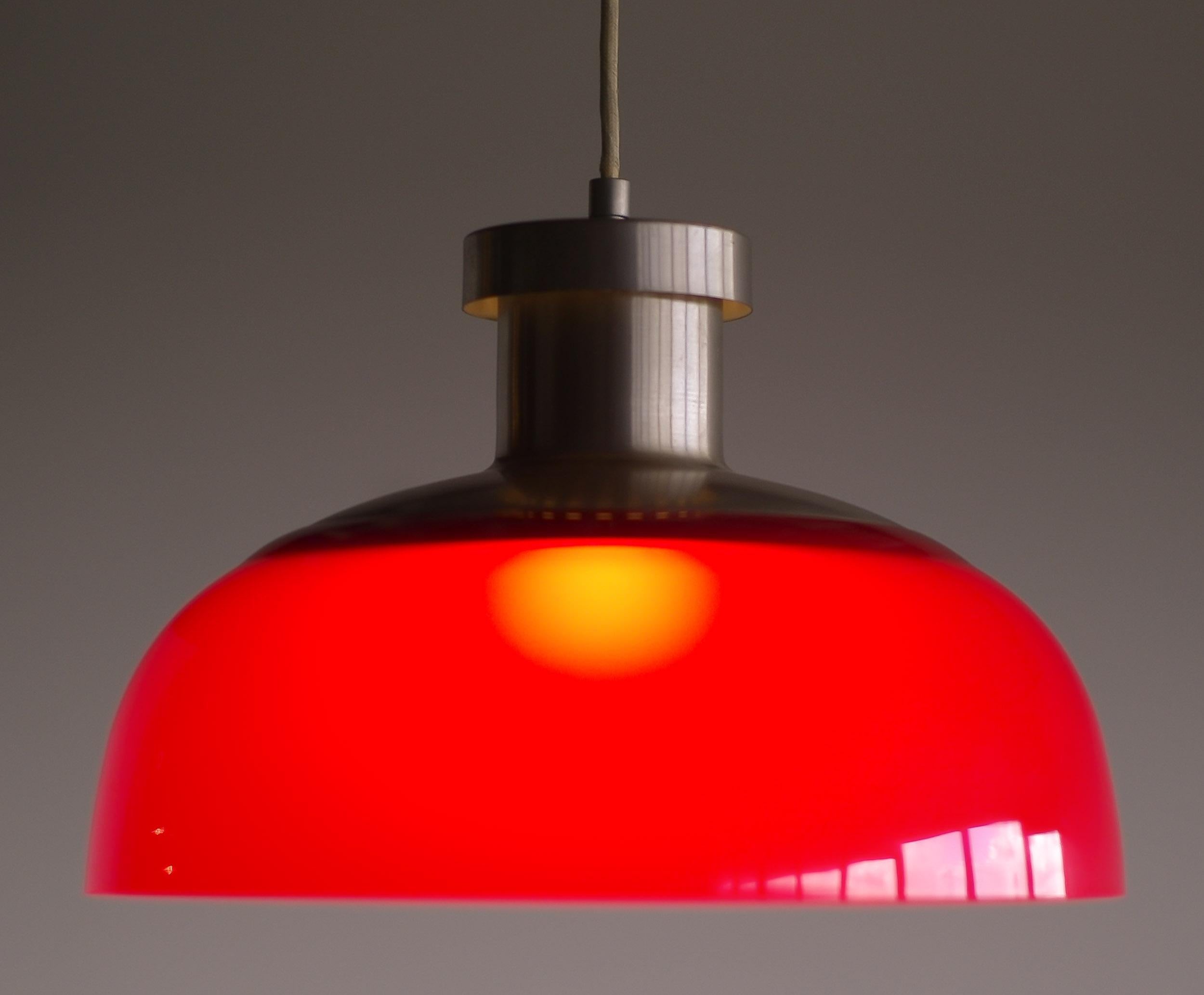 Mid-Century Modern Red Pendant Lamp 4017 Designed by Achille Castiglioni for Kartell