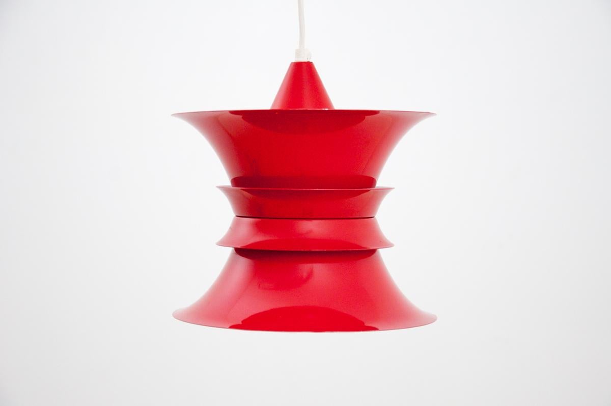 Mid-Century Modern Red Pendant Lamp, Denmark, 1960s / 1970s