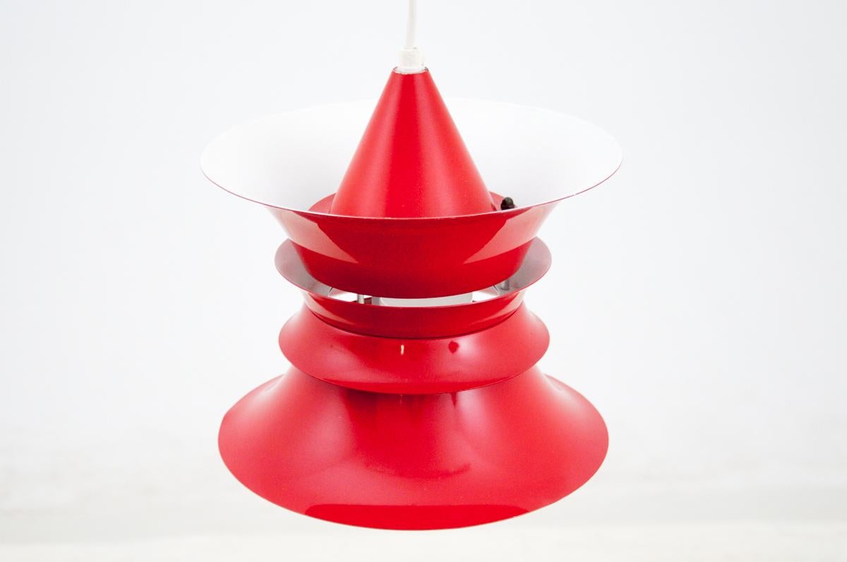 Red Pendant Lamp, Denmark, 1960s / 1970s In Good Condition In Chorzów, PL