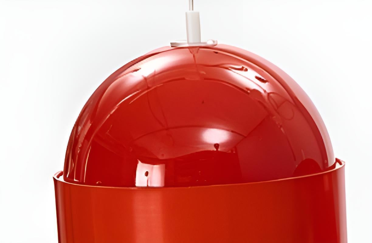 Swedish Red Pendant Lights Uno & Osten Kristiansson For Sale