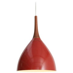 Red Pendant with Teak Top, 1950s