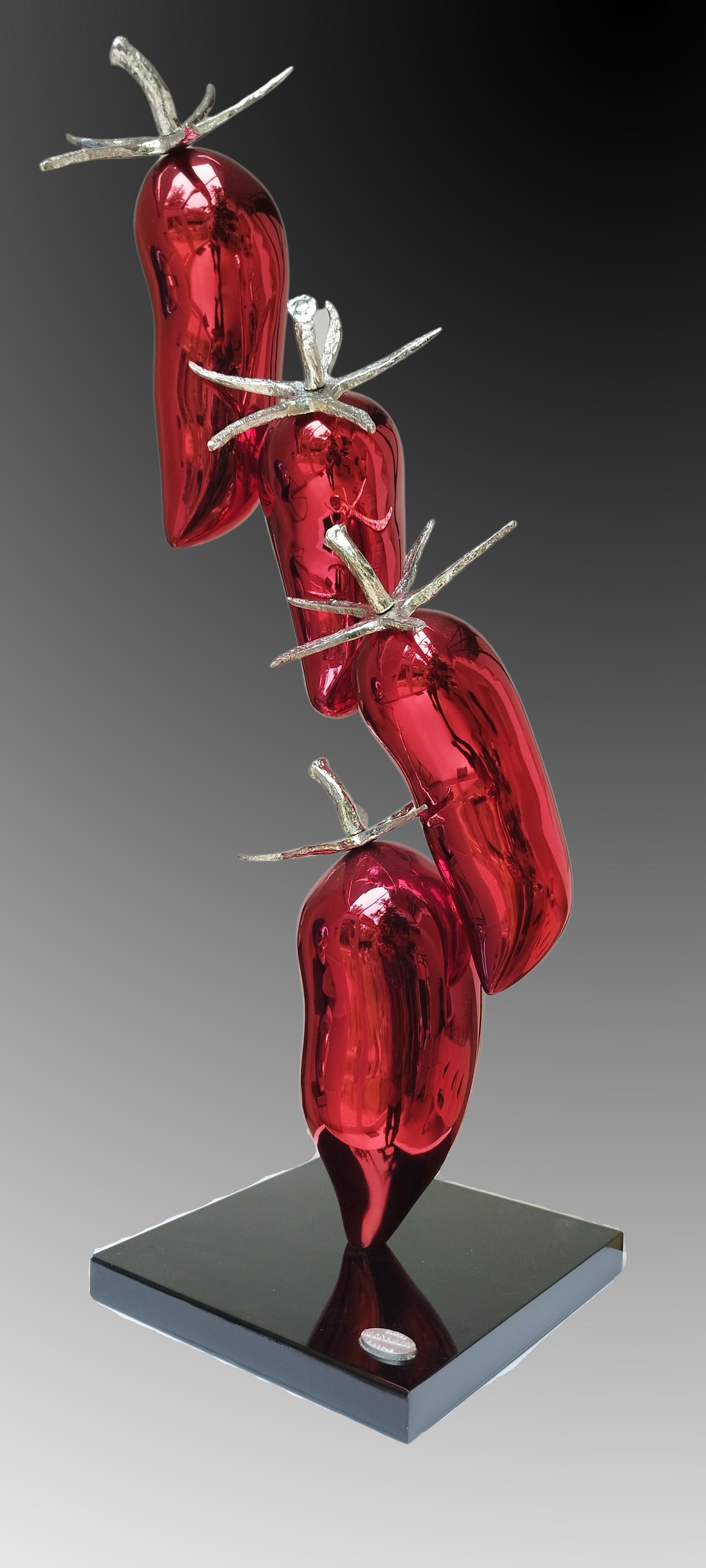 Chili pepper in polychrome bronze The contemporary work of Patrick Laroche is characterized by colorful and oversized installations. In 2012, he launched a collection entitled 
