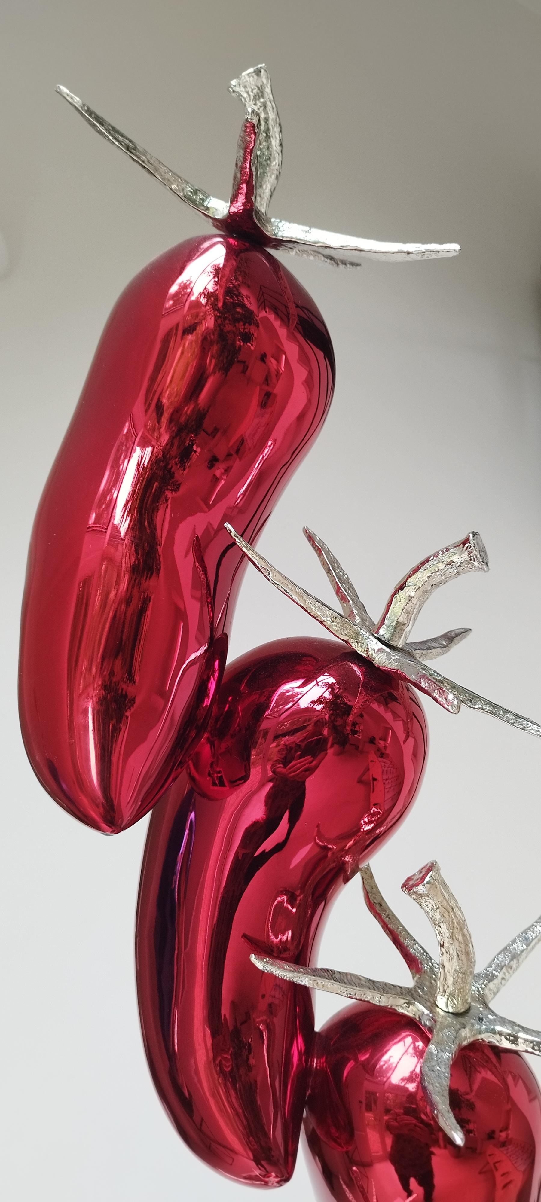 Contemporary Red pepper polychrome bronze by Patrick LAROCHE Sculptor Designer For Sale