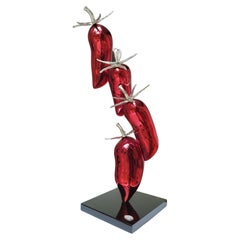 Bronze polychrome rouge poivrière de Patrick LAROCHE, designer de sculpteur