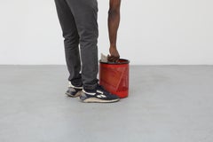 Red Perforated Bin by Pan Barbieri + Giorgio Marianelli for Rexite, Italy