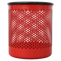 Red Perforated Bin by Pan Barbieri + Giorgio Marianelli for Rexite, Italy