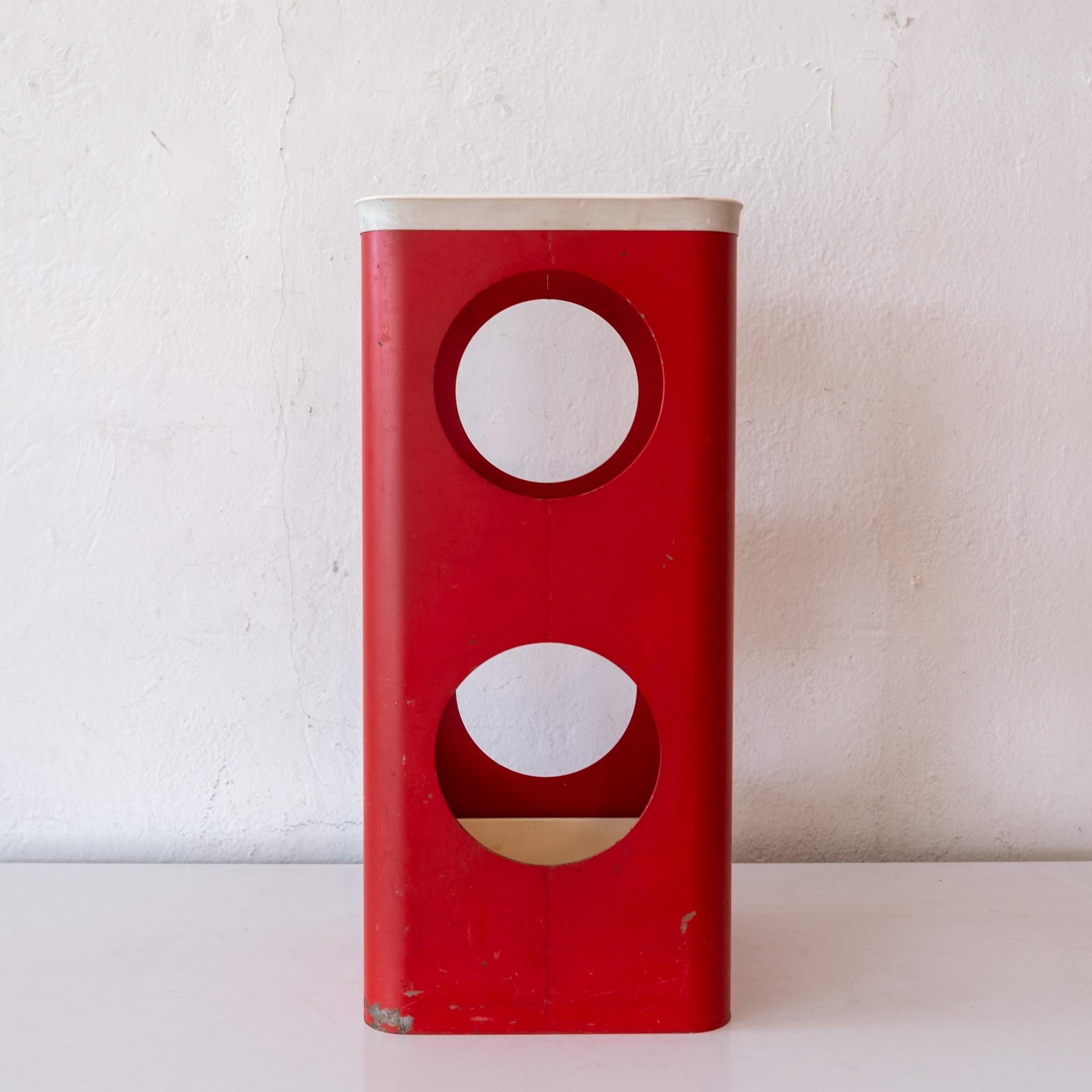 Unknown Red Perforated Metal Bauhaus Umbrella Stand