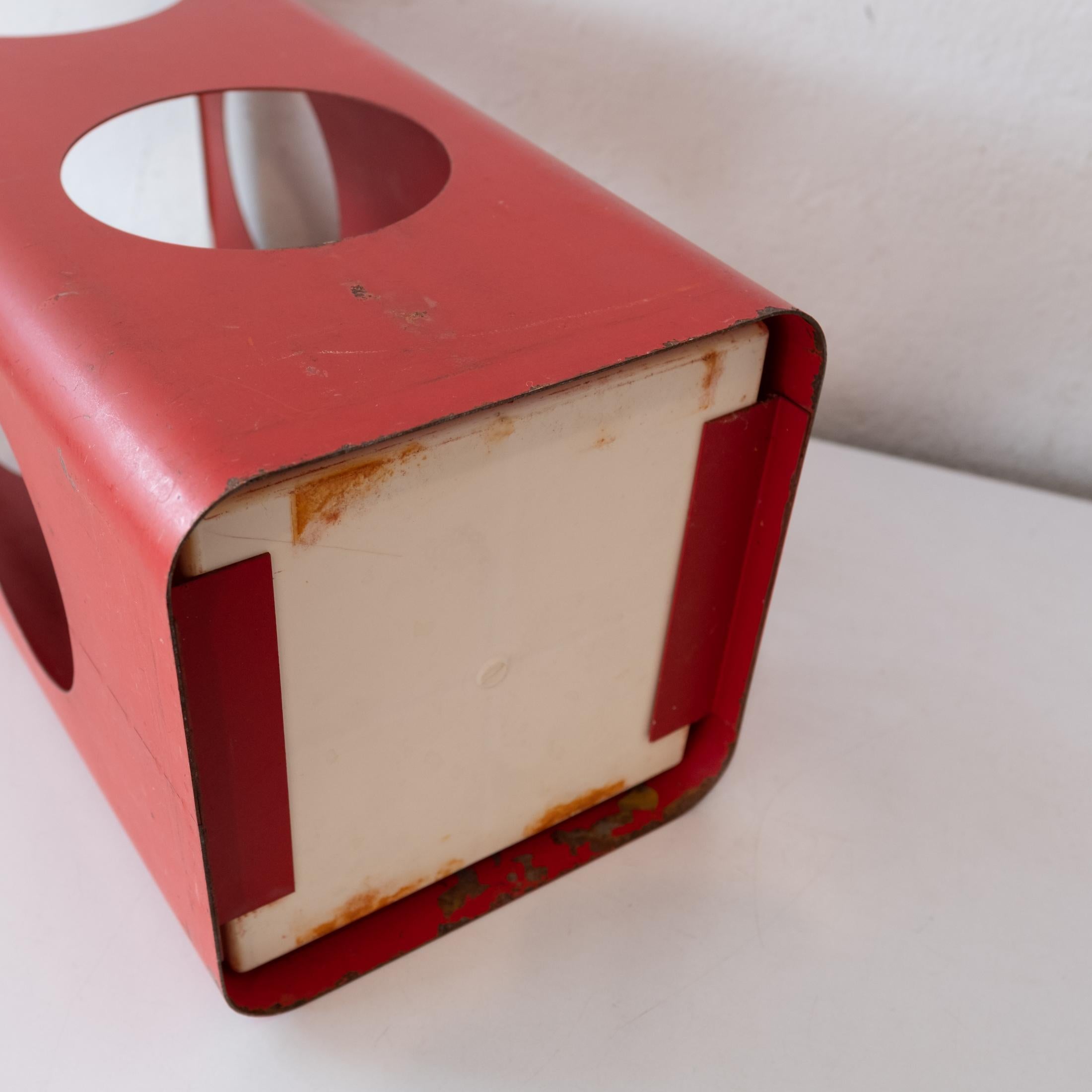 Red Perforated Metal Bauhaus Umbrella Stand For Sale at 1stDibs