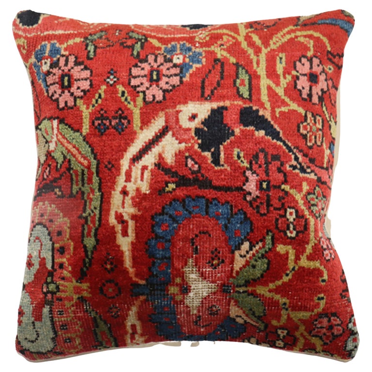 Red Persian Mahal Rug Pillow For Sale at 1stDibs