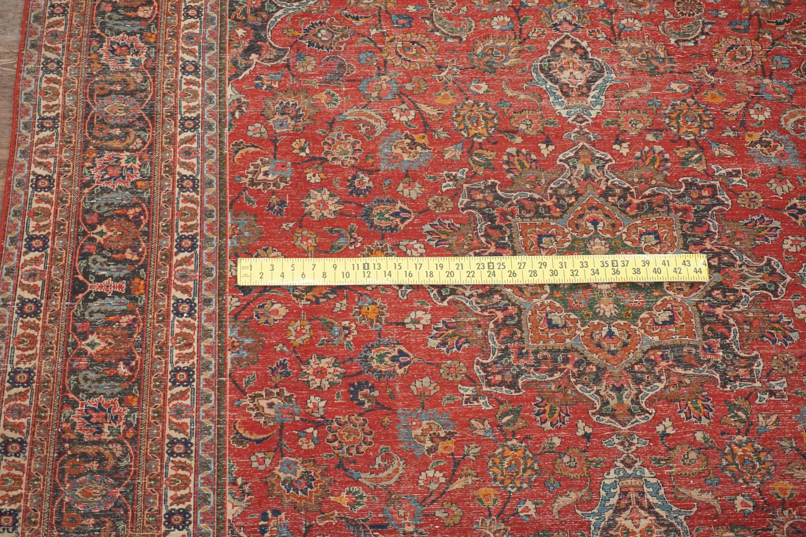 Wool Red Persian Mashad Rug, circa 1940 For Sale