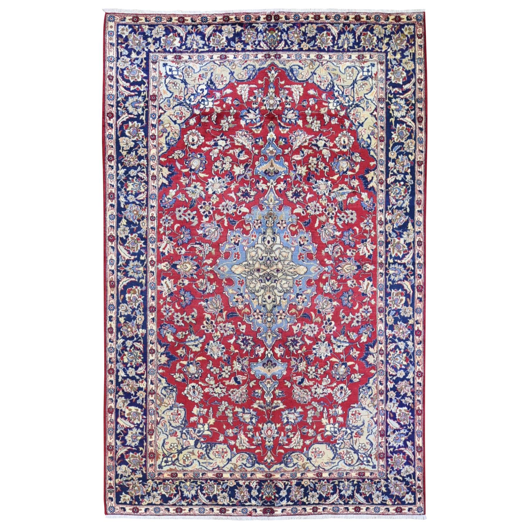 Red Persian Nahavand Full Pile Soft and Clean Pure Wool Hand Knotted Rug