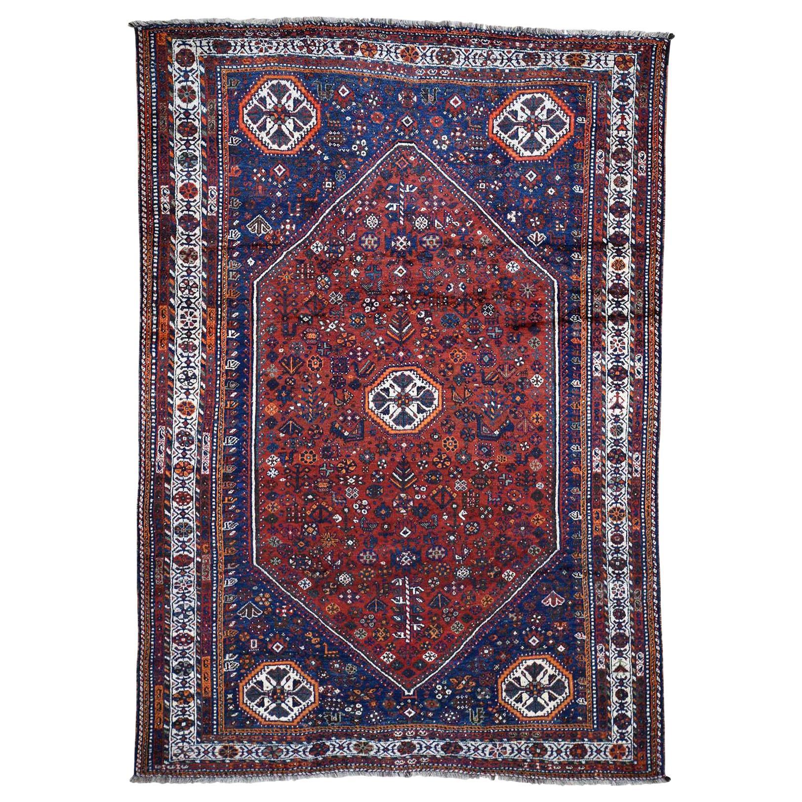 Red Persian Shiraz Pure Wool Hand Knotted Oriental Rug