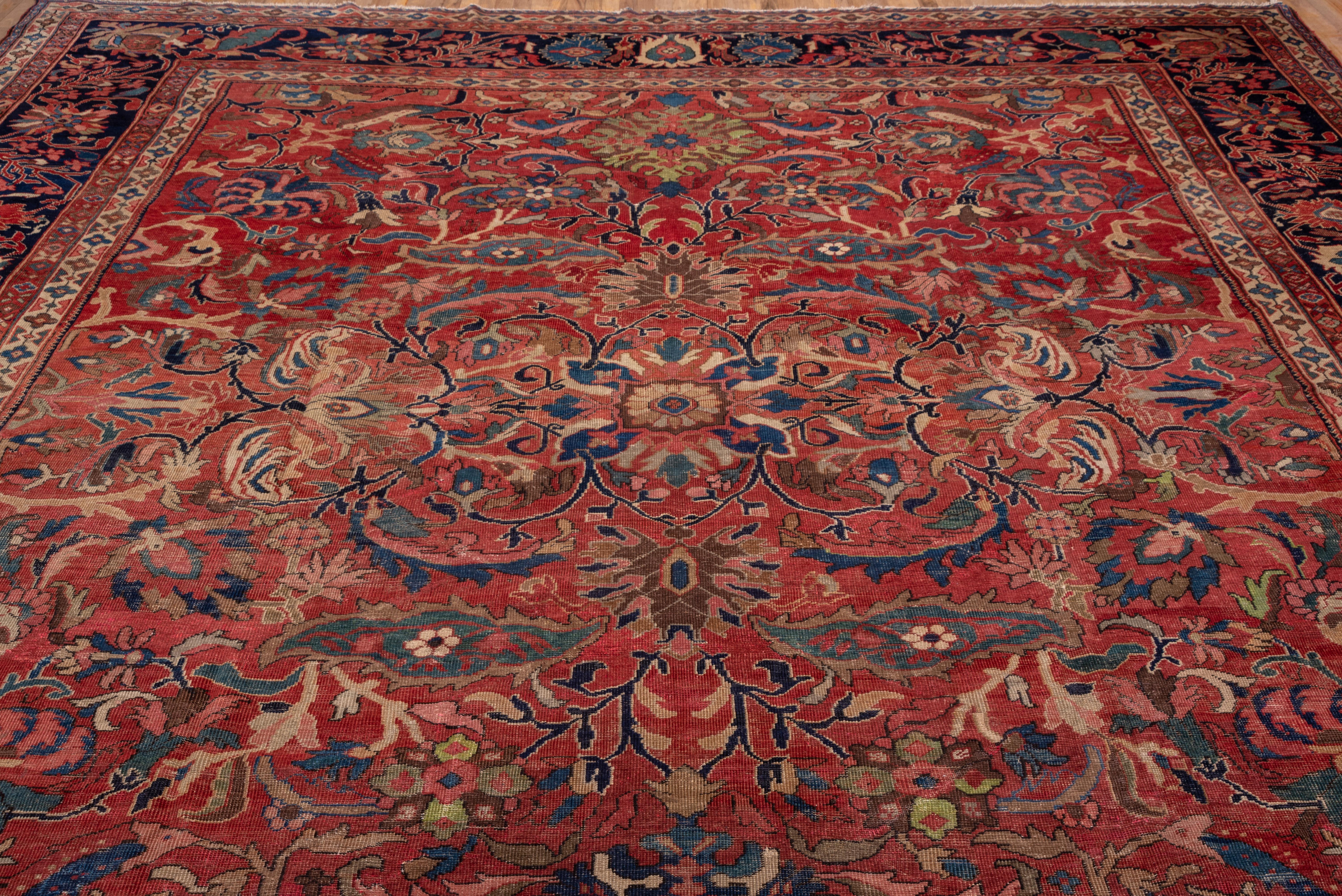 Wool Red Persian Sultanabad Carpet, circa 1890s For Sale