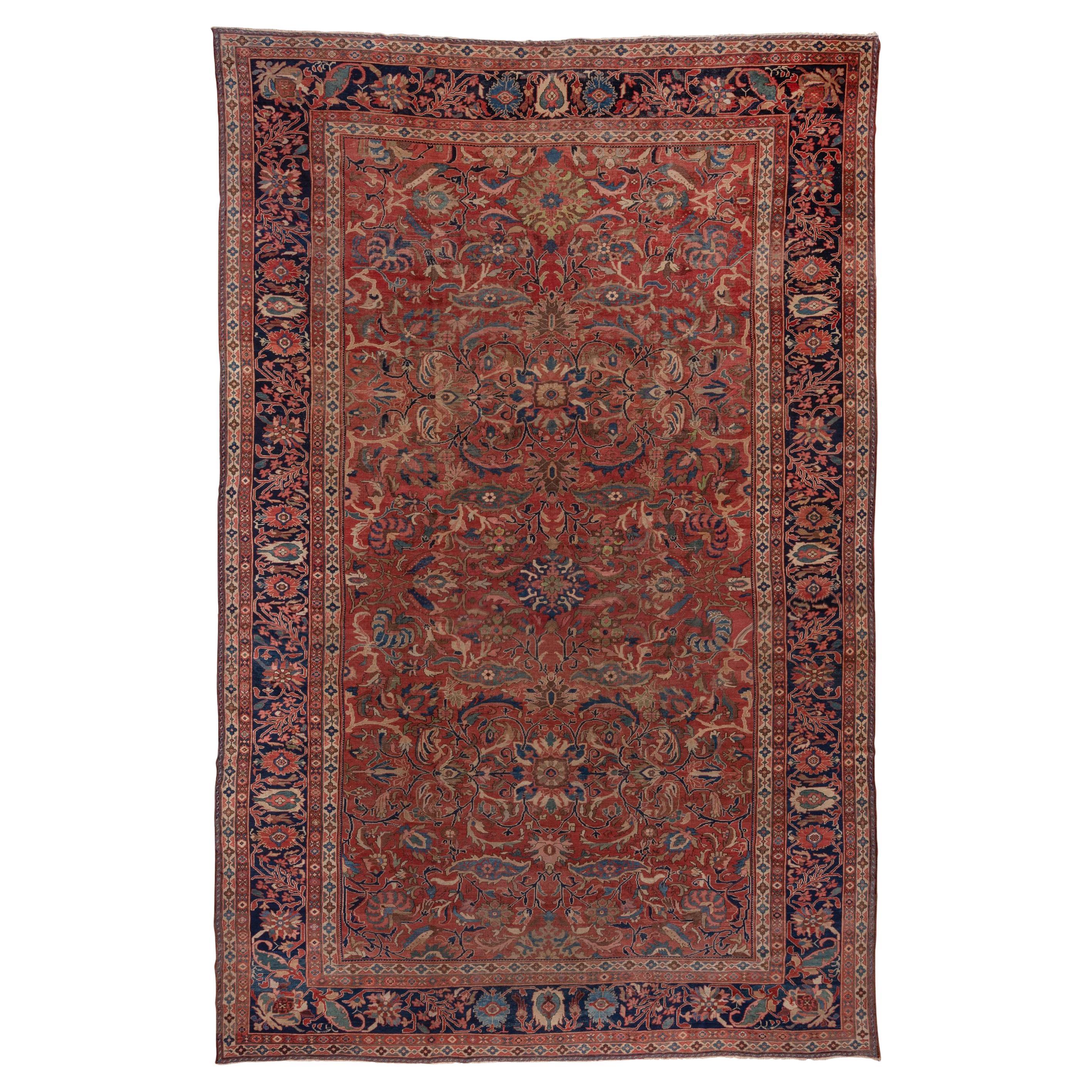 Red Persian Sultanabad Carpet, circa 1890s For Sale