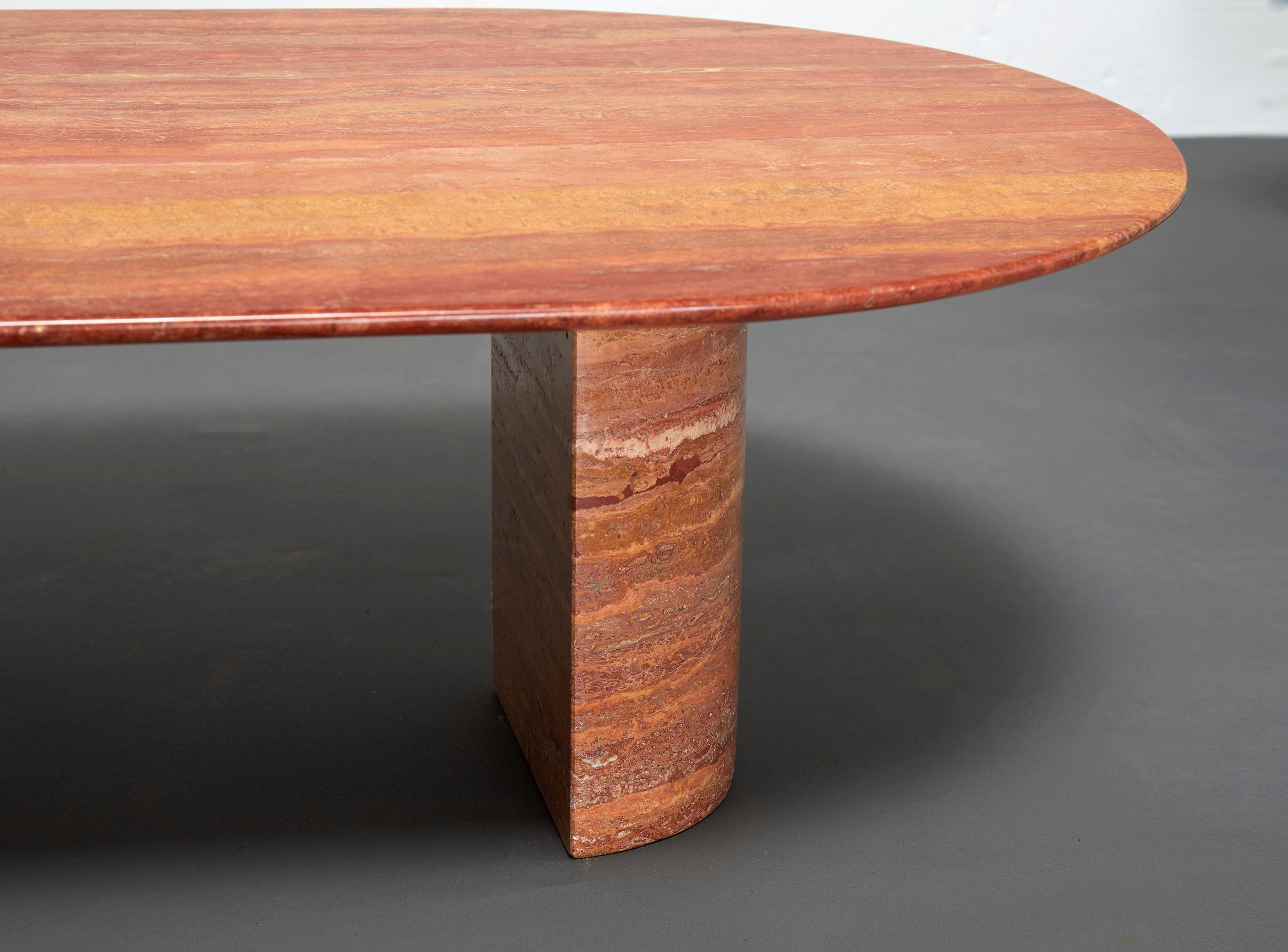 Mid-Century Modern Red Persian Travertine Coffee Table, Italy, 1970-80 For Sale
