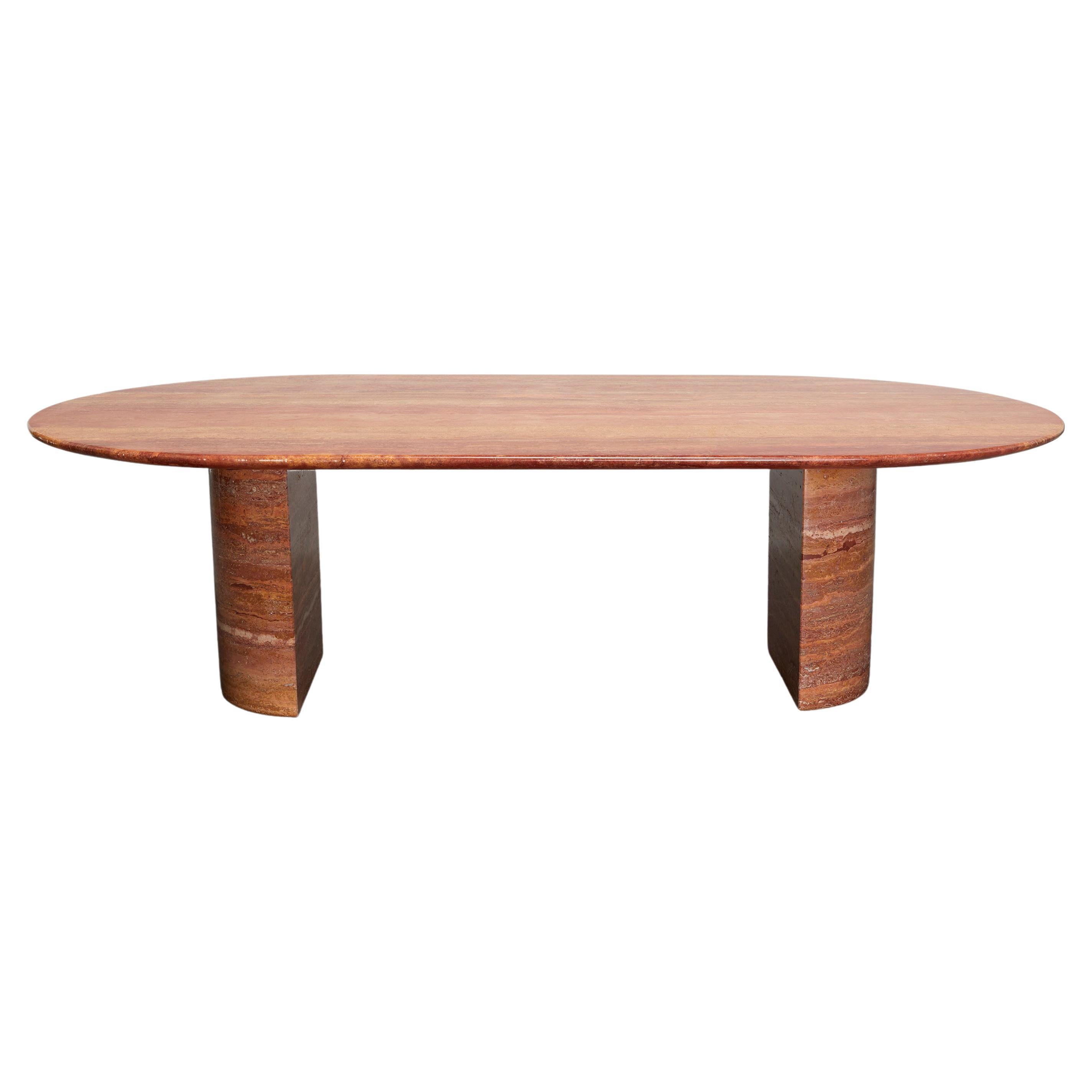 Red Persian Travertine Coffee Table, Italy, 1970-80 For Sale