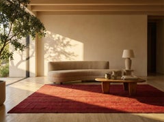 Red Persian Wool Flatweave Rug 7 ft x 9 ft , Tribal Stripe Heritage