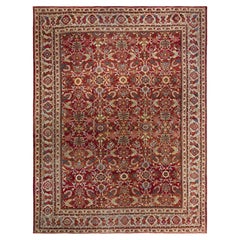 Red Persian Wool Hand Knotted Rug 11 ft x 14 ft, Sultanabad Floral Tapestry