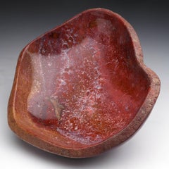 Madera petrificada roja de Indonesia - Cuenco fósil natural pulido