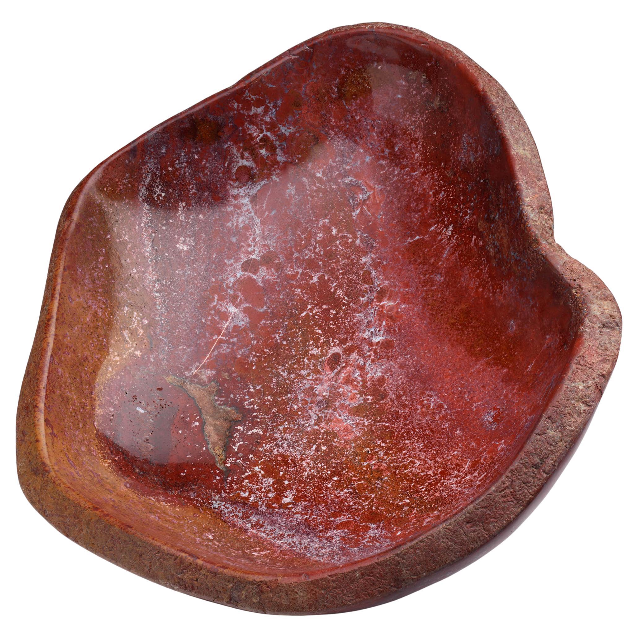 Red Petrified Wood from Indonesia – Natural Polished Fossil Bowl