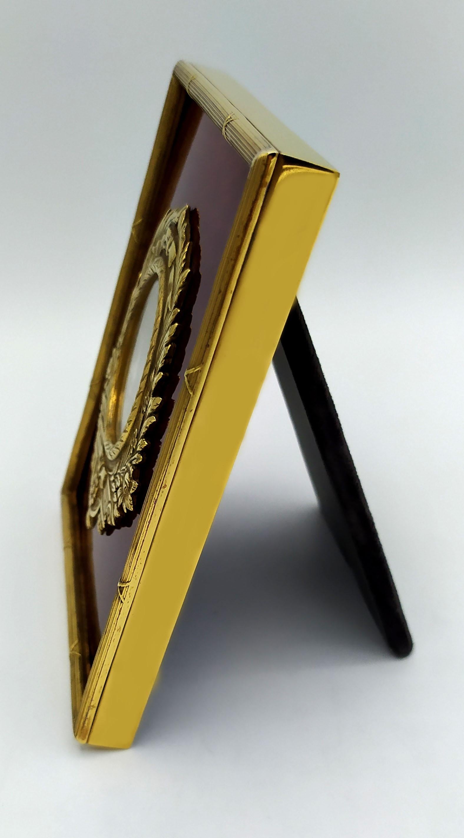 Marco de fotos rojo Imperio francés estilo Luis XVI Plata de ley Esmalte Salimbeni Italiano en venta