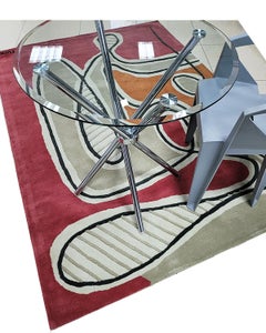 Teppich Walk in the Garden Wollteppich Moderne Linien Rot Rosa Orange Creme Schwarz