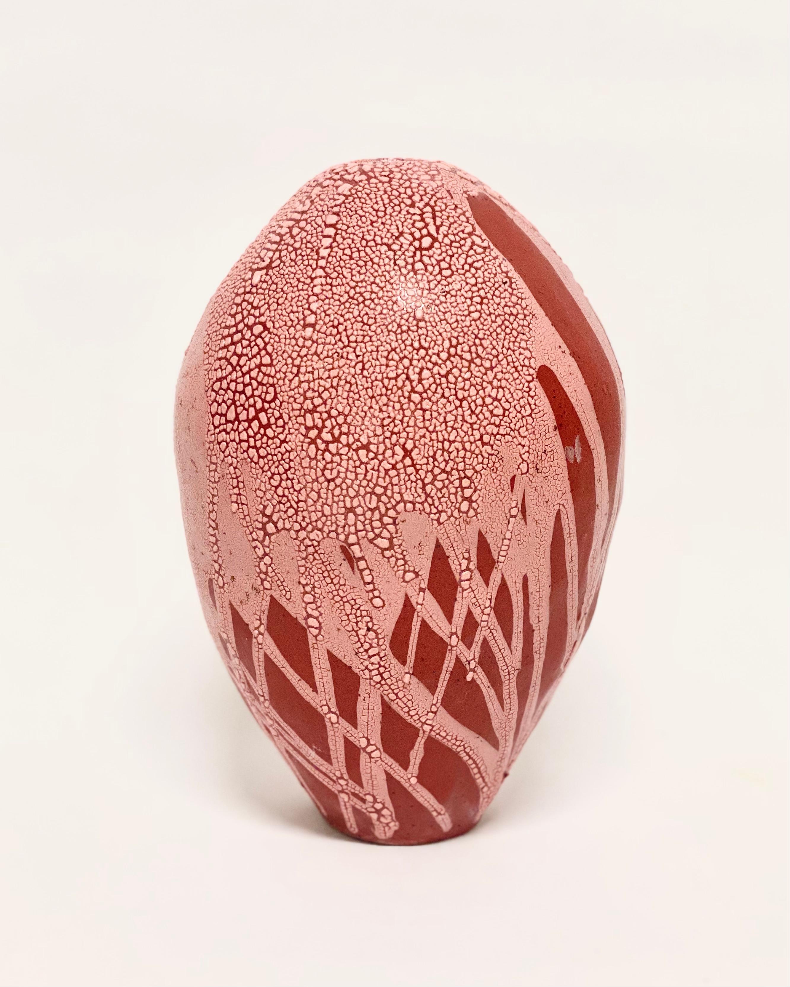 Swedish Red/Pink Dragon Egg Vase by Astrid Öhman For Sale