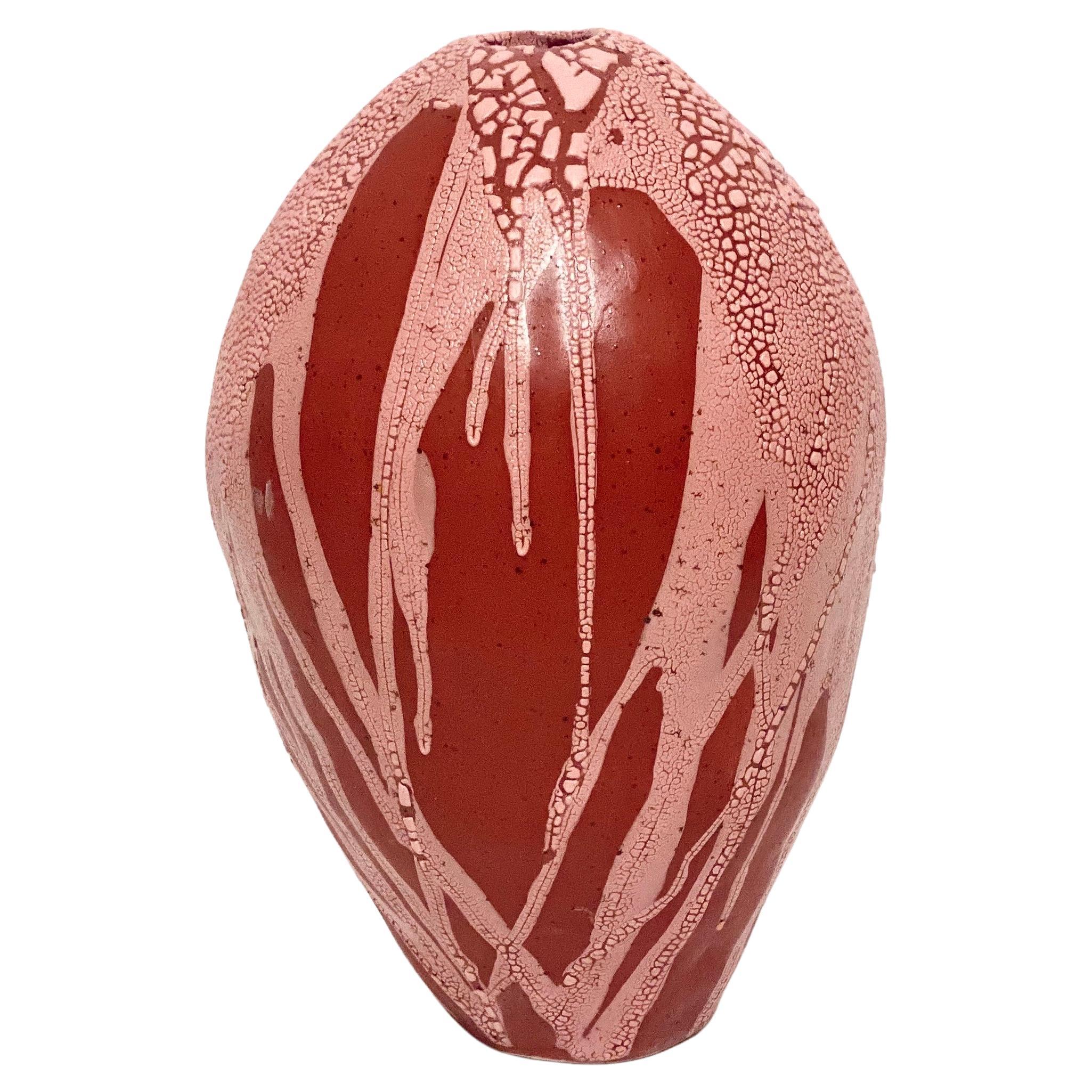 Red/Pink Dragon Egg Vase by Astrid Öhman For Sale